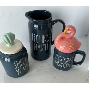 Rae Dunn Feeling Nauti Pitcher Shell Yeah Canister Flocking Fabulous Mug Set‎